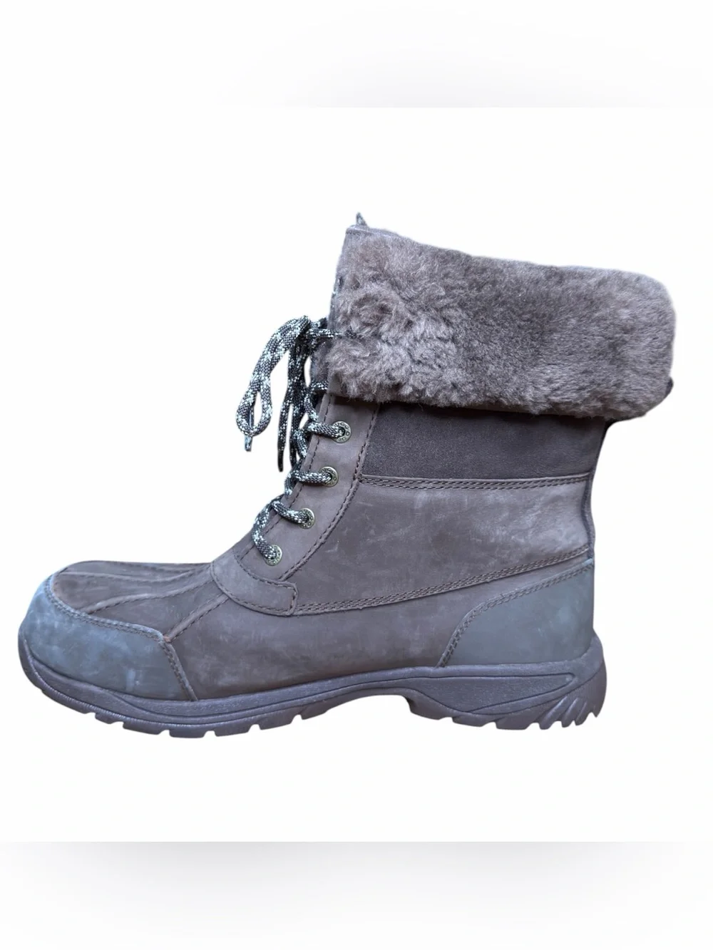 UGG Men’s Butte Logo Waterproof Boots Brown Men’s Size 12 Shearling Vibram Like